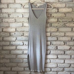 Gray jersey knit midi dress